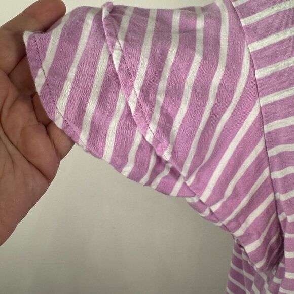 LOFT Lavender and White Striped Short Sleeve Tee - Picture 4 of 6